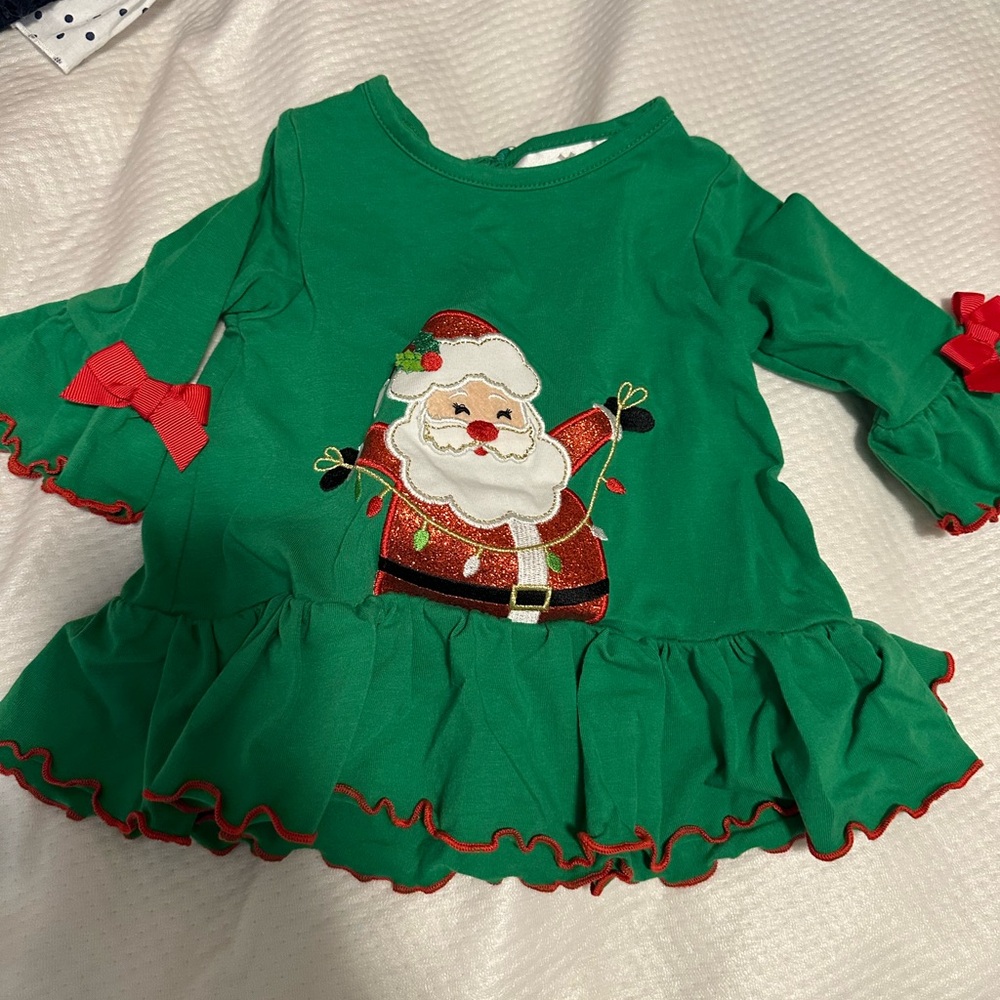 Green Santa Dress with Red Accents